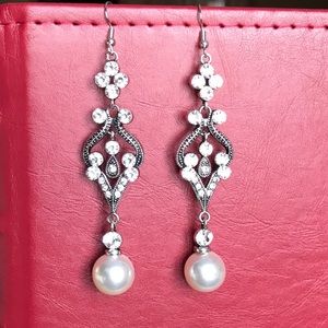 Long dangle wedding earrings